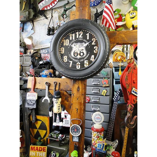 ルート66 タイヤクロック □ アメリカン雑貨 アメリカ雑貨 壁掛時計