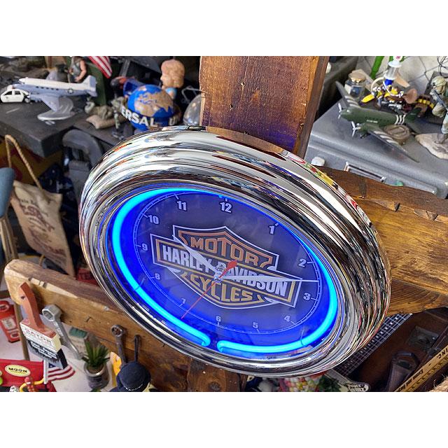 ハーレーダビッドソン　バー＆シールド　ネオンクロック　（ブルーネオン）　■　アメリカン雑貨　アメリカ雑貨 | Harley Davidson | 01