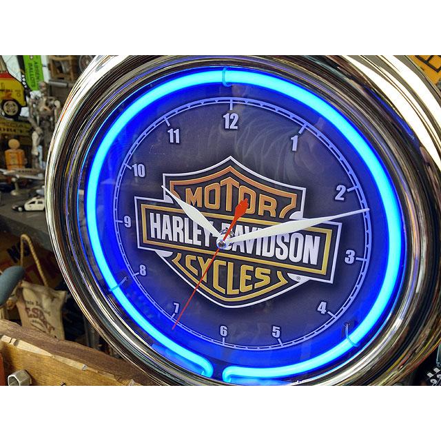 ハーレーダビッドソン　バー＆シールド　ネオンクロック　（ブルーネオン）　■　アメリカン雑貨　アメリカ雑貨 | Harley Davidson | 02