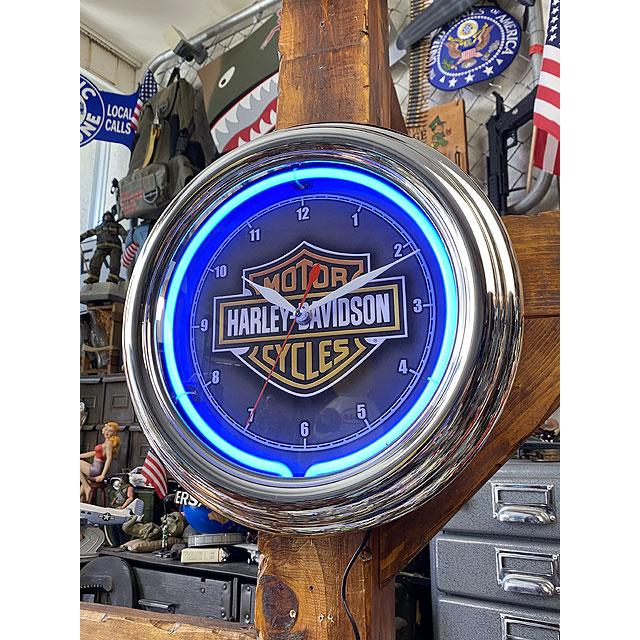 ハーレーダビッドソン　バー＆シールド　ネオンクロック　（ブルーネオン）　■　アメリカン雑貨　アメリカ雑貨 | Harley Davidson | 06