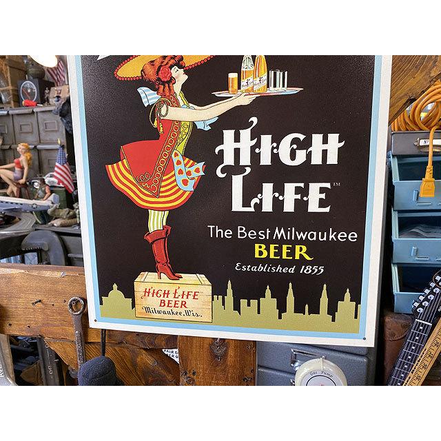 ミラー　ハイライフビアー　ブリキ看板　（ムーンレディ）　■ アメリカン雑貨 アメリカ雑貨 |  | 02