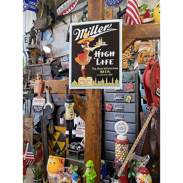 ミラー　ハイライフビアー　ブリキ看板　（ムーンレディ）　■ アメリカン雑貨 アメリカ雑貨 |  | 03