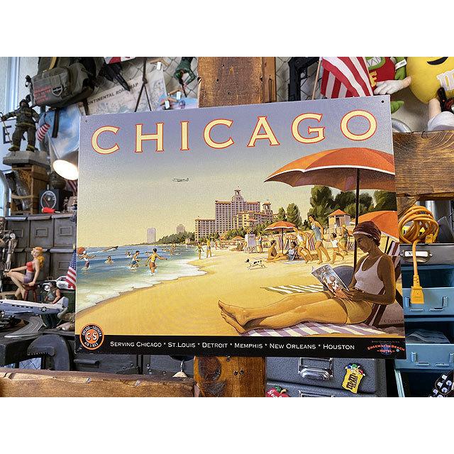 シカゴのトラベルポスター　ブリキ看板 ■ アメリカン雑貨 アメリカ雑貨 | 