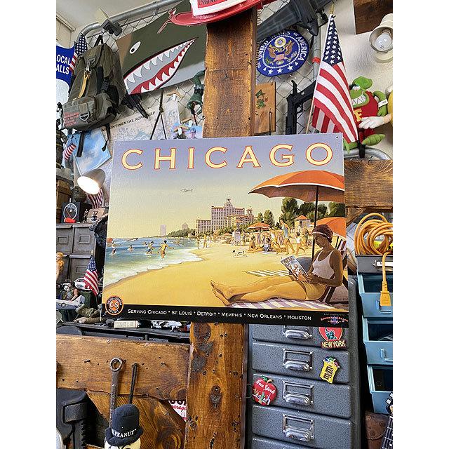 シカゴのトラベルポスター　ブリキ看板 ■ アメリカン雑貨 アメリカ雑貨 |  | 06