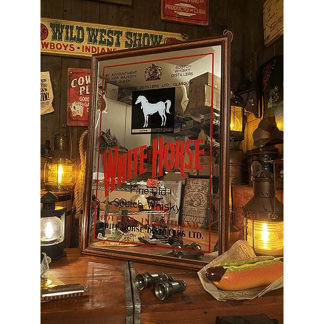 WHITE HORSE パブミラー 壁掛け ウイスキー看板 インテリア ビッグサイズ パブミラー （ホワイトホース） □ アメリカン雑貨