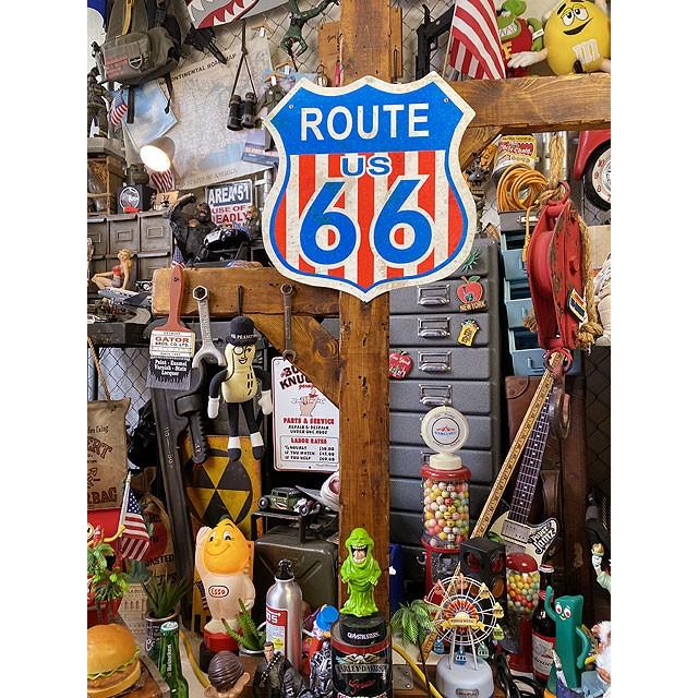ルート66ロードサイン　U.S.ヘヴィースチールサイン　（星条旗）　■　アメリカン雑貨　アメリカ雑貨 |  | 02