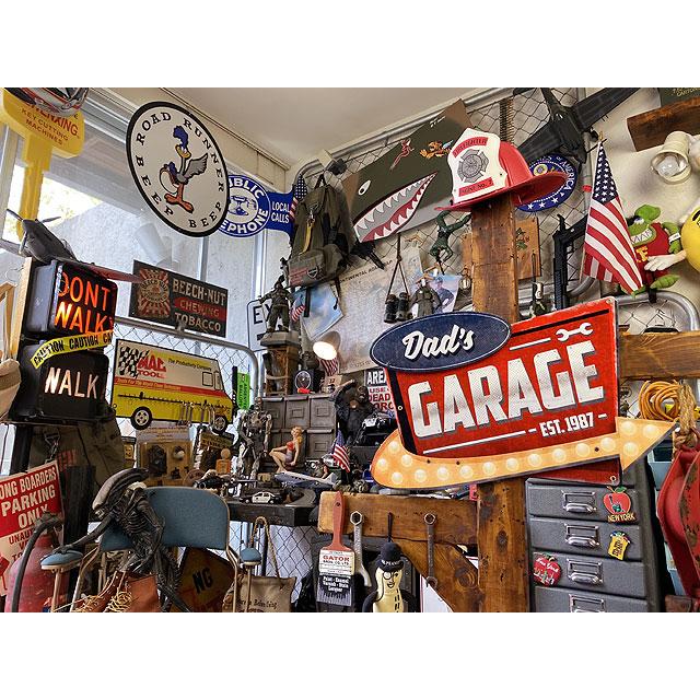 ★稀少な絶盤品★ お父さんのガレージのロードサイン　U.S.ヘヴィースチールサイン　こだわりの立体仕上げ看板 ■ アメリカン雑貨