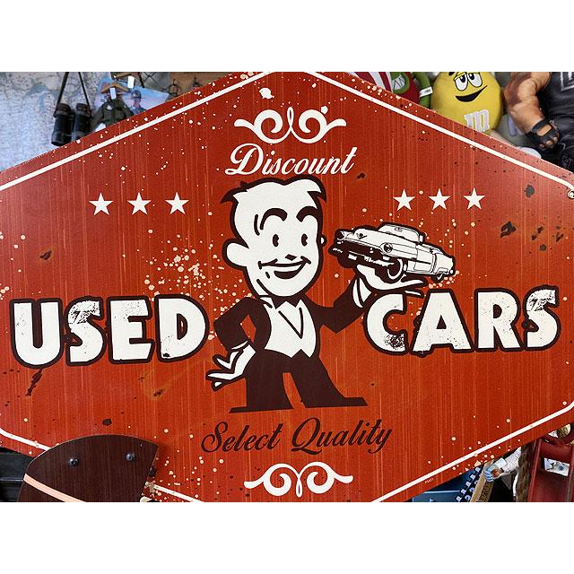 ★稀少な絶盤品★ 「中古車はこちら」 U.S.ヘヴィースチールサイン  こだわりの立体仕上げ看板 ■ アメリカン雑貨 アメリカ雑貨の画像