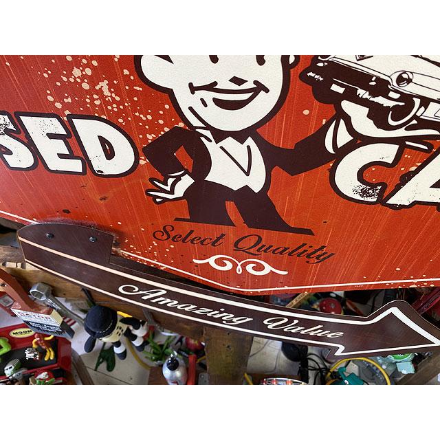 ★稀少な絶盤品★ 「中古車はこちら」 U.S.ヘヴィースチールサイン  こだわりの立体仕上げ看板 ■ アメリカン雑貨 アメリカ雑貨の画像