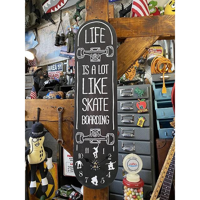スケボークロック （ブラック） □ アメリカン雑貨 アメリカ雑貨 壁