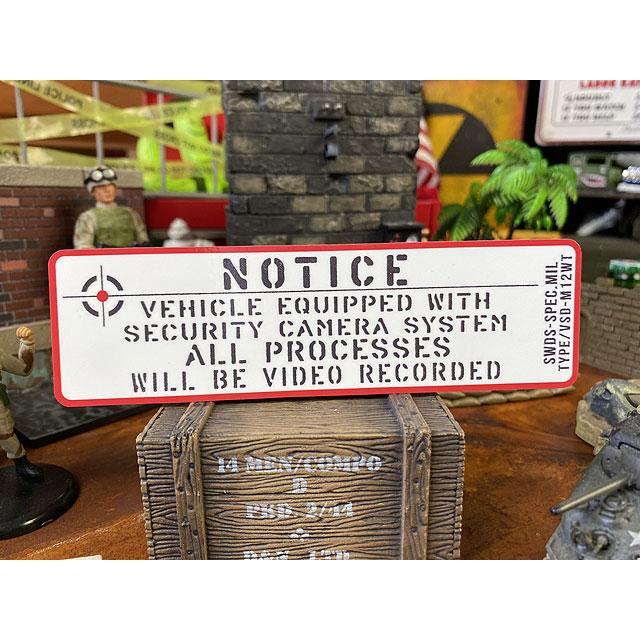 ドラレコ装着車に！ミリタリー　ヴィークル　セキュリティステッカーMサイズ　（ロング/ホワイト）　ドライブレコーダー録画中ステッカー | 