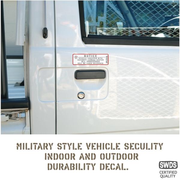 ドラレコ装着車に！ミリタリー　ヴィークル　セキュリティステッカーMサイズ　（ロング/ホワイト）　ドライブレコーダー録画中ステッカー |  | 04