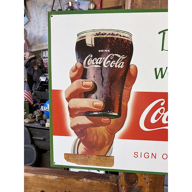 コカ・コーラ　ブリキ看板　（デリシャス・ウィズ・フード）　■ アメリカン雑貨 アメリカ雑貨 | Coca Cola | 01