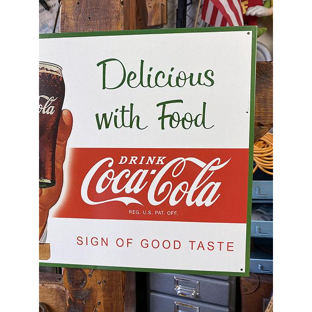 コカ・コーラ　ブリキ看板　（デリシャス・ウィズ・フード）　■ アメリカン雑貨 アメリカ雑貨 | Coca Cola | 02