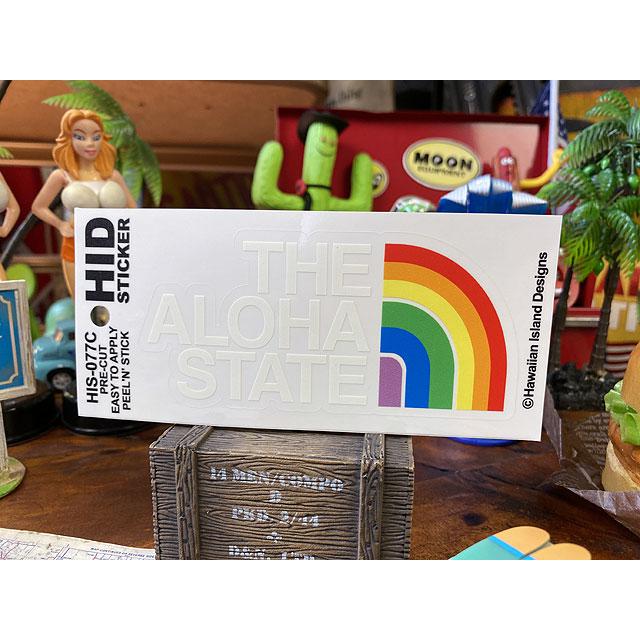 アロハステイト＆レインボー　ステッカー　（ホワイト文字）　■　アメリカン雑貨　アメリカ雑貨 爆買 | 