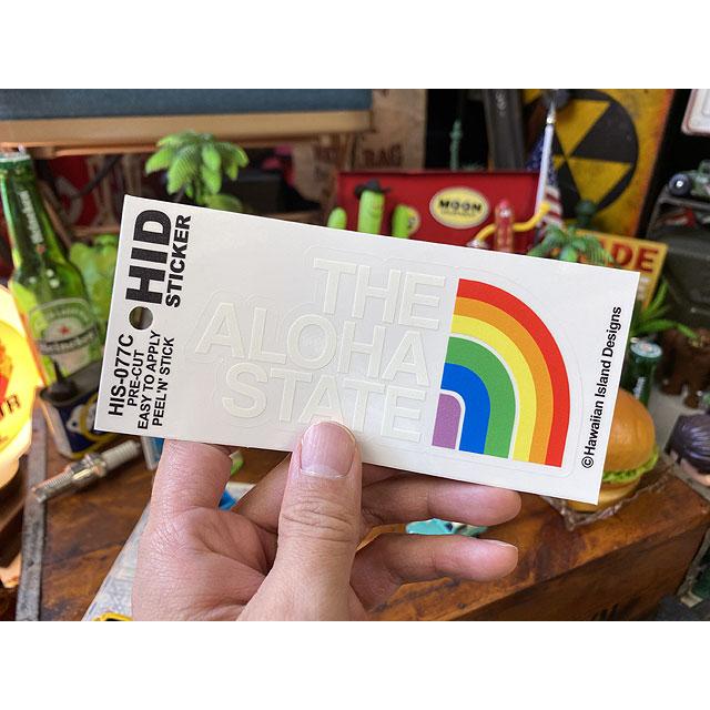 アロハステイト＆レインボー　ステッカー　（ホワイト文字）　■　アメリカン雑貨　アメリカ雑貨 爆買 |  | 02