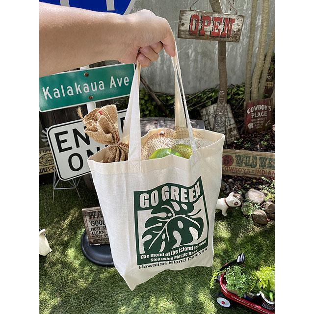 ハワイアン　エコバッグ　（モンステラ）　■　アメリカン雑貨　アメリカ雑貨 |  | 03