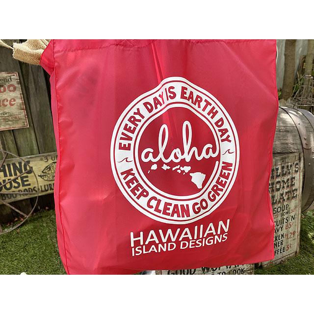 ハワイアン　アイランド　デザイン　エコバッグ　（レッド）　■　アメリカン雑貨　アメリカ雑貨 |  | 01