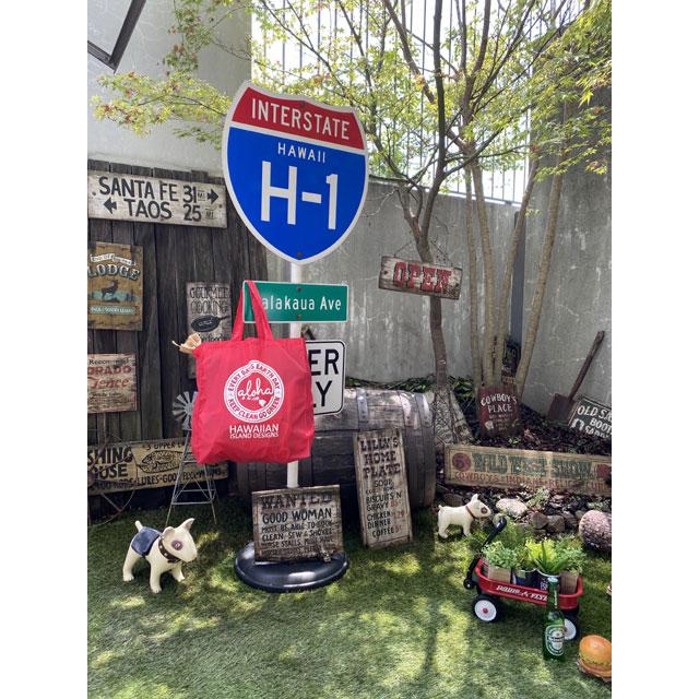 ハワイアン　アイランド　デザイン　エコバッグ　（レッド）　■　アメリカン雑貨　アメリカ雑貨 |  | 03