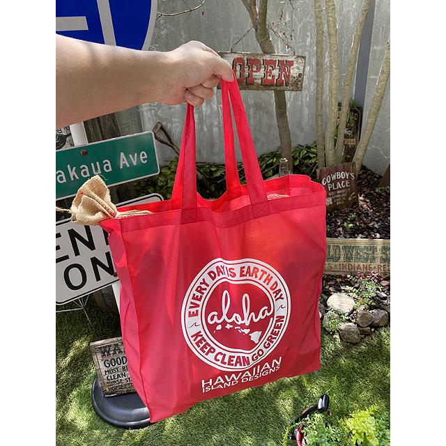 ハワイアン　アイランド　デザイン　エコバッグ　（レッド）　■　アメリカン雑貨　アメリカ雑貨 |  | 04