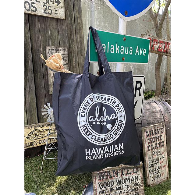 ハワイアン　アイランド　デザイン　エコバッグ　（ブラック）　■　アメリカン雑貨　アメリカ雑貨 | 