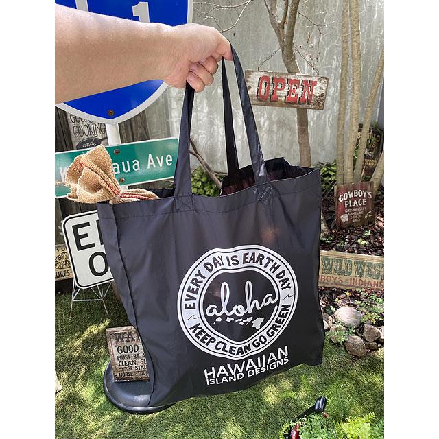 ハワイアン　アイランド　デザイン　エコバッグ　（ブラック）　■　アメリカン雑貨　アメリカ雑貨 |  | 03