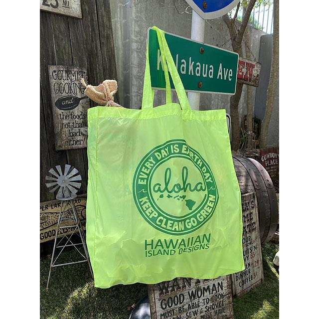 ハワイアン　アイランド　デザイン　エコバッグ　（ネオンイエロー）　■　アメリカン雑貨　アメリカ雑貨 | 