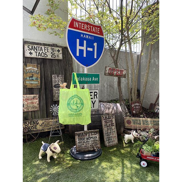 ハワイアン　アイランド　デザイン　エコバッグ　（ネオンイエロー）　■　アメリカン雑貨　アメリカ雑貨 |  | 03