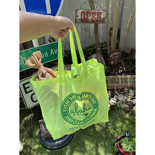 ハワイアン　アイランド　デザイン　エコバッグ　（ネオンイエロー）　■　アメリカン雑貨　アメリカ雑貨 |  | 04