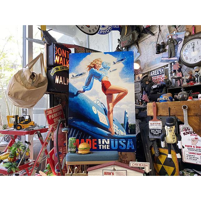 ★稀少な絶盤品★ ド迫力！特大サイズ看板 ピンナップガール MADE IN THE USA　U.S.ヘヴィースチールサイン XXLサイズ ■ アメリカン雑貨 |  | 04