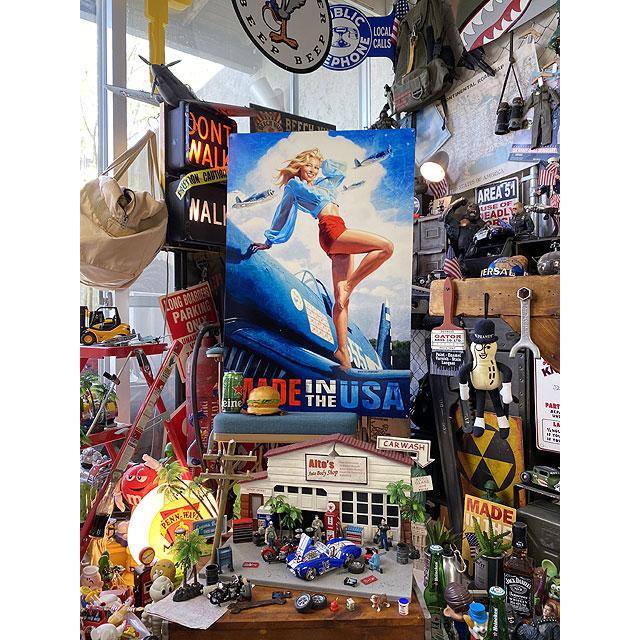 ★稀少な絶盤品★ ド迫力！特大サイズ看板 ピンナップガール MADE IN THE USA　U.S.ヘヴィースチールサイン XXLサイズ ■ アメリカン雑貨 |  | 05