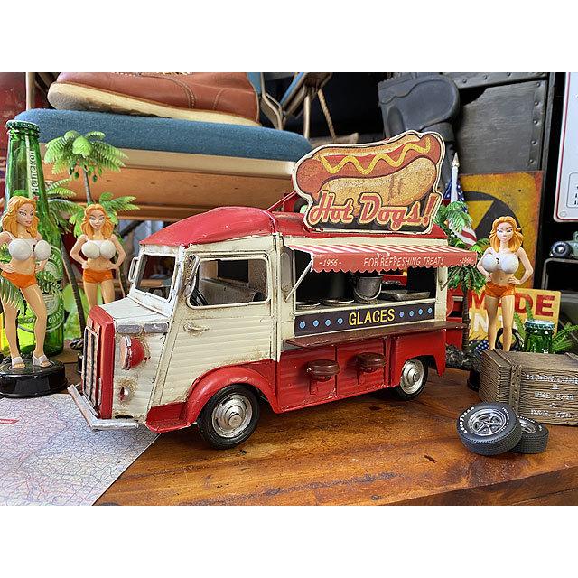 ホットドッグ屋さんの移動販売車 ブリキオブジェ □ アメリカン ホットドッグ屋さんの移動販売車 ブリキオブジェ □ アメリカン