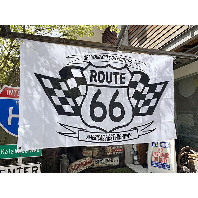 ルート66　ビッグサイズフラッグ　（チェッカーバナー）　■　アメリカン雑貨　アメリカ雑貨 | 