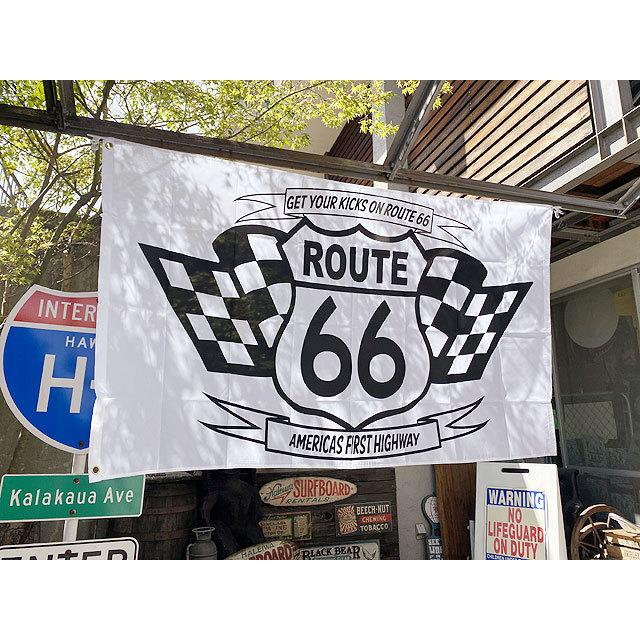 ルート66　ビッグサイズフラッグ　（チェッカーバナー）　■　アメリカン雑貨　アメリカ雑貨 |  | 02