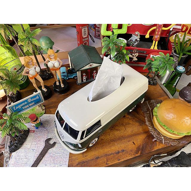 ワーゲンバス　ティッシュボックス　（ツートンダークグリーン）　■　アメリカン雑貨　アメリカ雑貨　ティッシュケース |  | 01