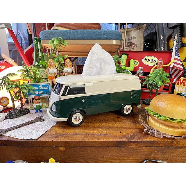 ワーゲンバス　ティッシュボックス　（ツートンダークグリーン）　■　アメリカン雑貨　アメリカ雑貨　ティッシュケース |  | 03