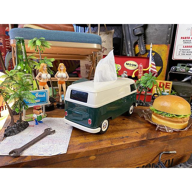ワーゲンバス　ティッシュボックス　（ツートンダークグリーン）　■　アメリカン雑貨　アメリカ雑貨　ティッシュケース |  | 04