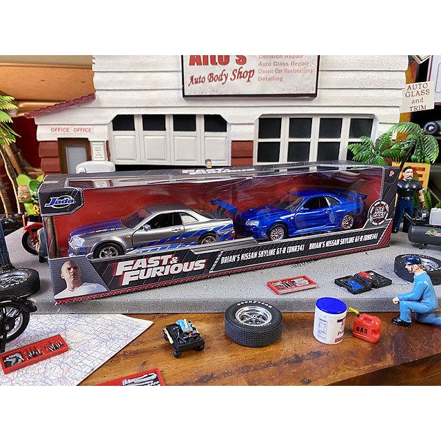 Jada　映画　ワイルドスピード　ダイキャストミニカー2台セット　1/32　（ニッサン　スカイラインGT-R　BNR34） 爆買 |  | 12