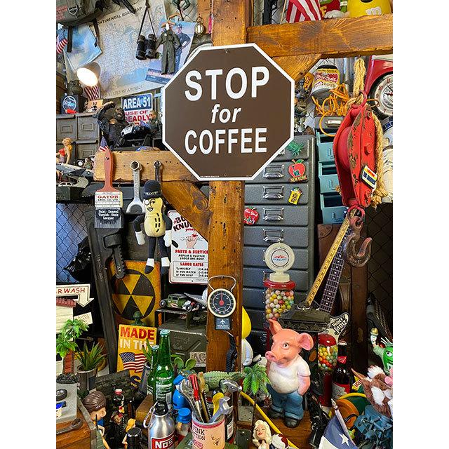 コーヒータイム ストップ プラスチックサイン □ アメリカン雑貨