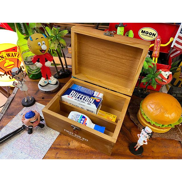 ハンドメイド雑貨　アメリカ雑貨box ウッド製ファーストエイドボックス Sサイズ □ アメリカン雑貨