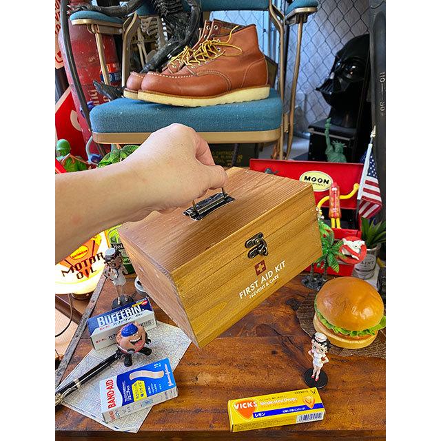 ウッド製ファーストエイドボックス Sサイズ □ アメリカン雑貨