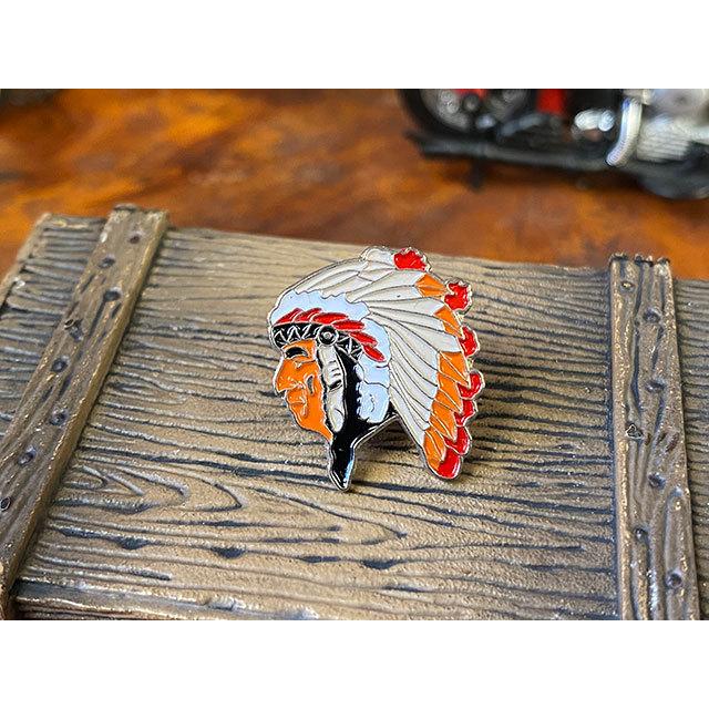 ウエスタンピンバッジ　（インディアンチーフ/オレンジ）　■ アメリカン雑貨 アメリカ雑貨 | 