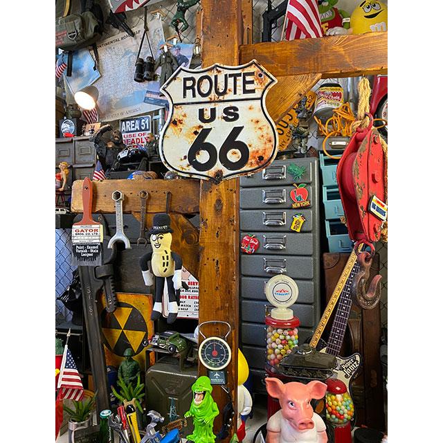 ルート66　ロードサイン型　ブリキ看板　（弾丸跡）　■ アメリカン雑貨 アメリカ雑貨 |  | 03