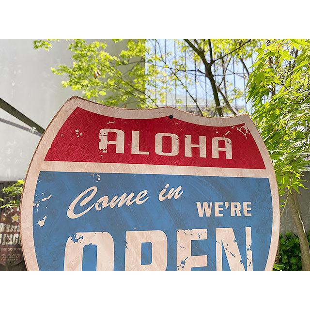 ハワイの道路標識　ウッドサイン　（Come in We'er OPEN）　■　アメリカン雑貨　アメリカ雑貨｜candytower｜02
