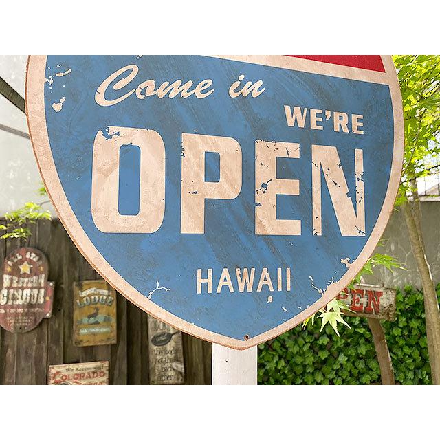 ハワイの道路標識　ウッドサイン　（Come in We'er OPEN）　■　アメリカン雑貨　アメリカ雑貨｜candytower｜03