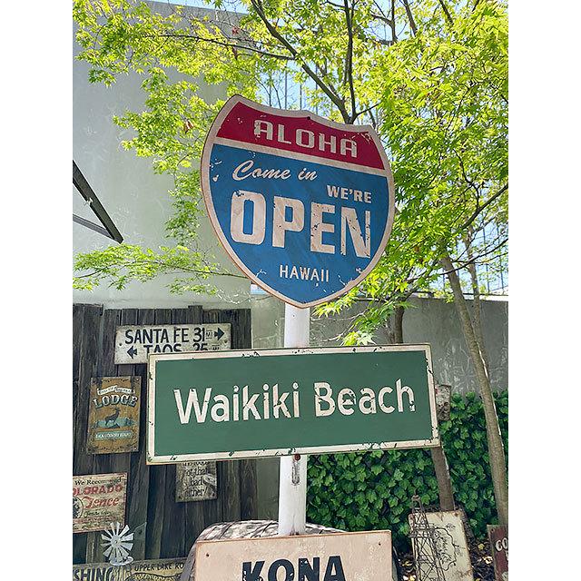 ハワイの道路標識　ウッドサイン　（Come in We'er OPEN）　■　アメリカン雑貨　アメリカ雑貨｜candytower｜04
