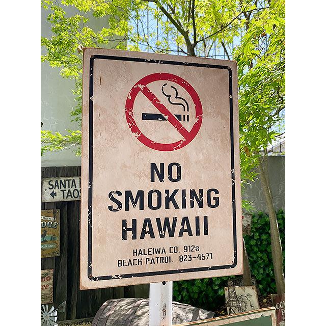 ハワイの道路標識 ウッドサイン （ノースモーキング） □ アメリカン