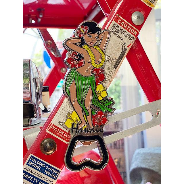 ヴィンテージフラガール メタル製ボトルオープナー マグネット付き