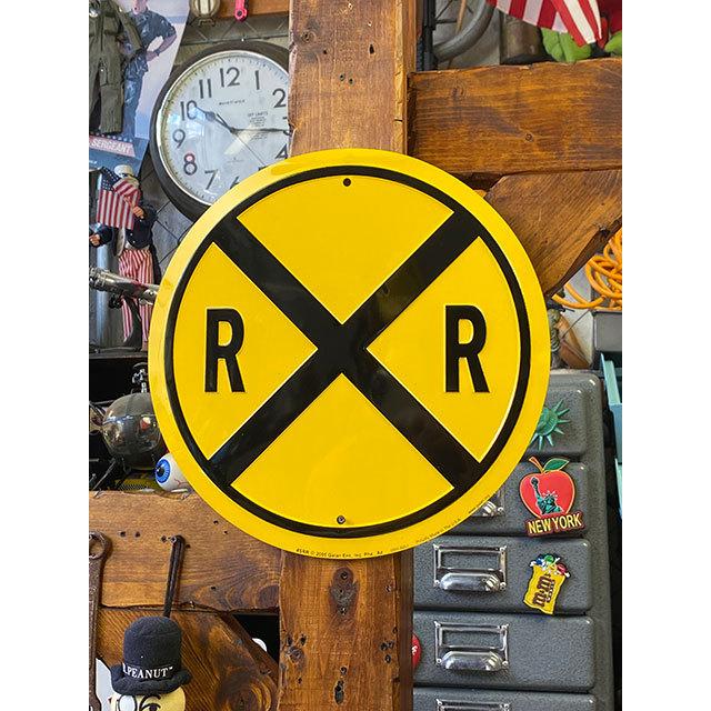 アメリカの踏切マーク　ラウンド型ブリキ看板 ■ アメリカン雑貨 アメリカ雑貨 |  | 04