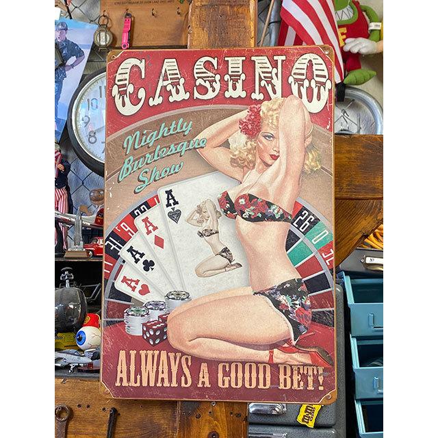 カジノ グッドラックガール U.S.ヘヴィースチールサイン